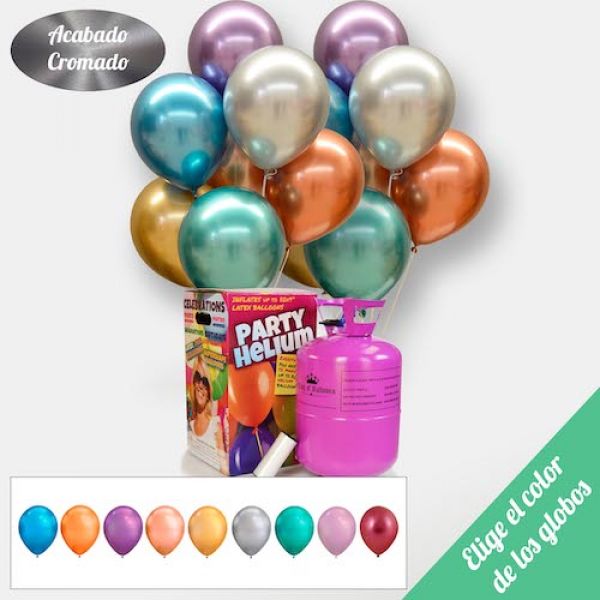 50 globos multicolor mas bombona de helio al mejor precio ✓