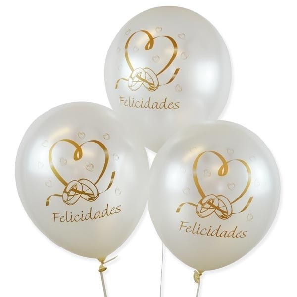 Bolsa 12 Globos Para Bodas Latex 30cm Blanco Satin Felicidades Sempertex